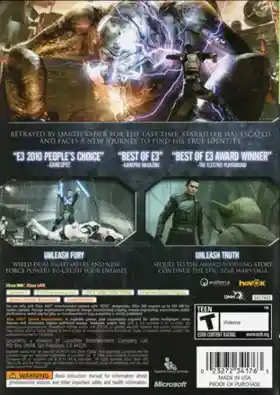 Star Wars The Force Unleashed 2 (USA) box cover back